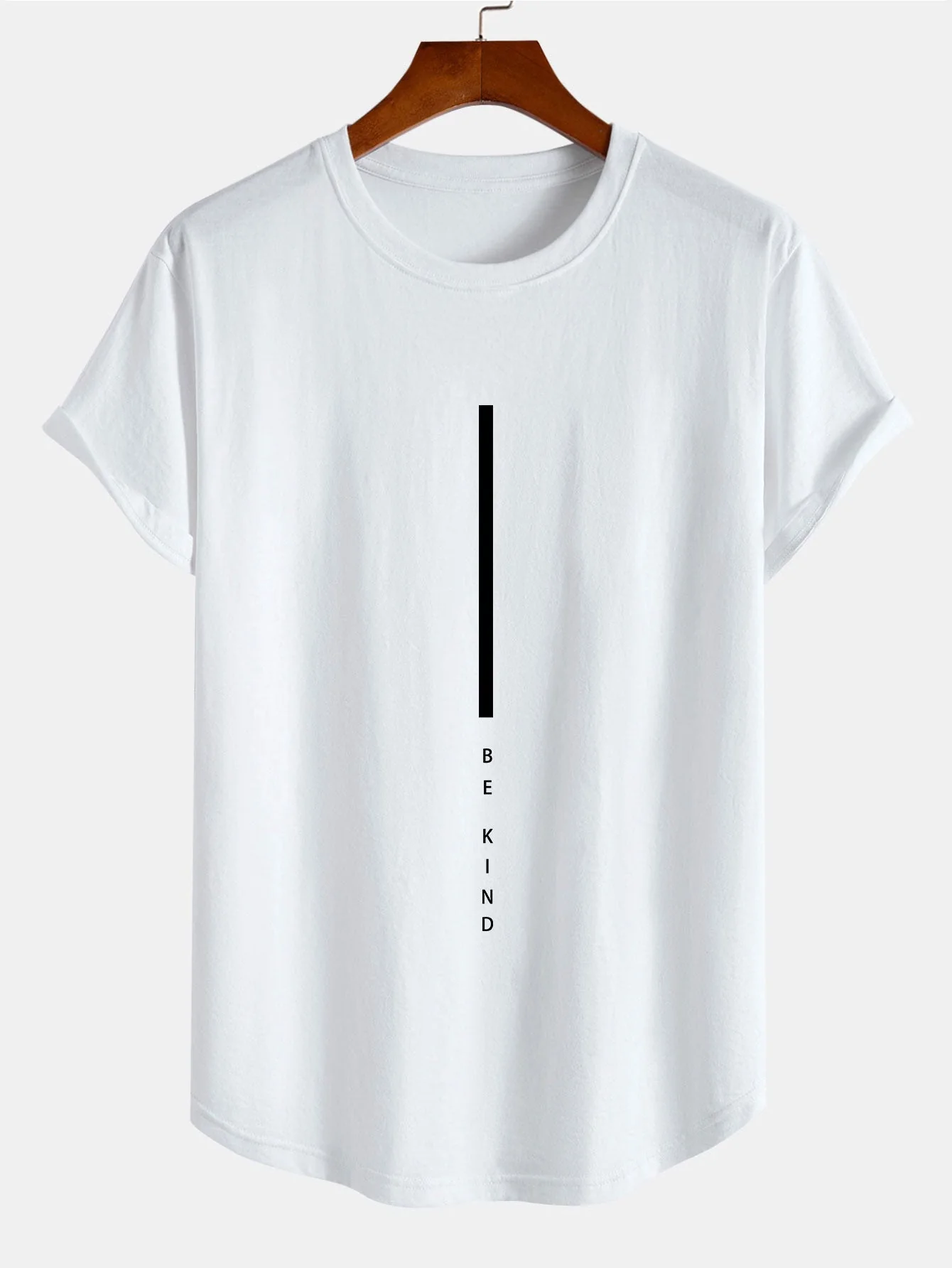 Nino® | Stripe Be Kind Print Cotton Arc Hem T-Shirt - Image 2