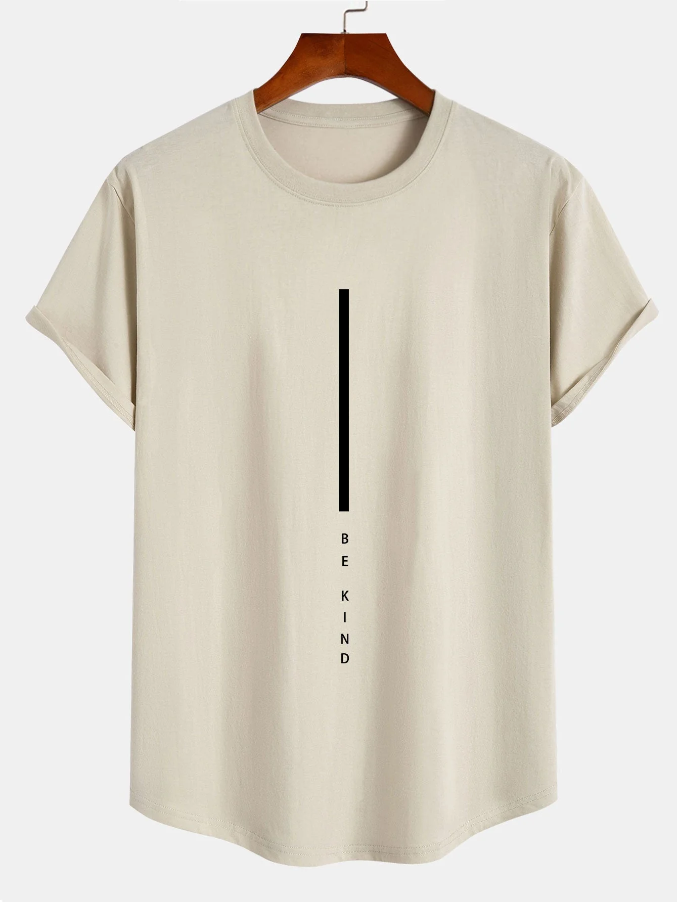 Nino® | Stripe Be Kind Print Cotton Arc Hem T-Shirt - Image 3