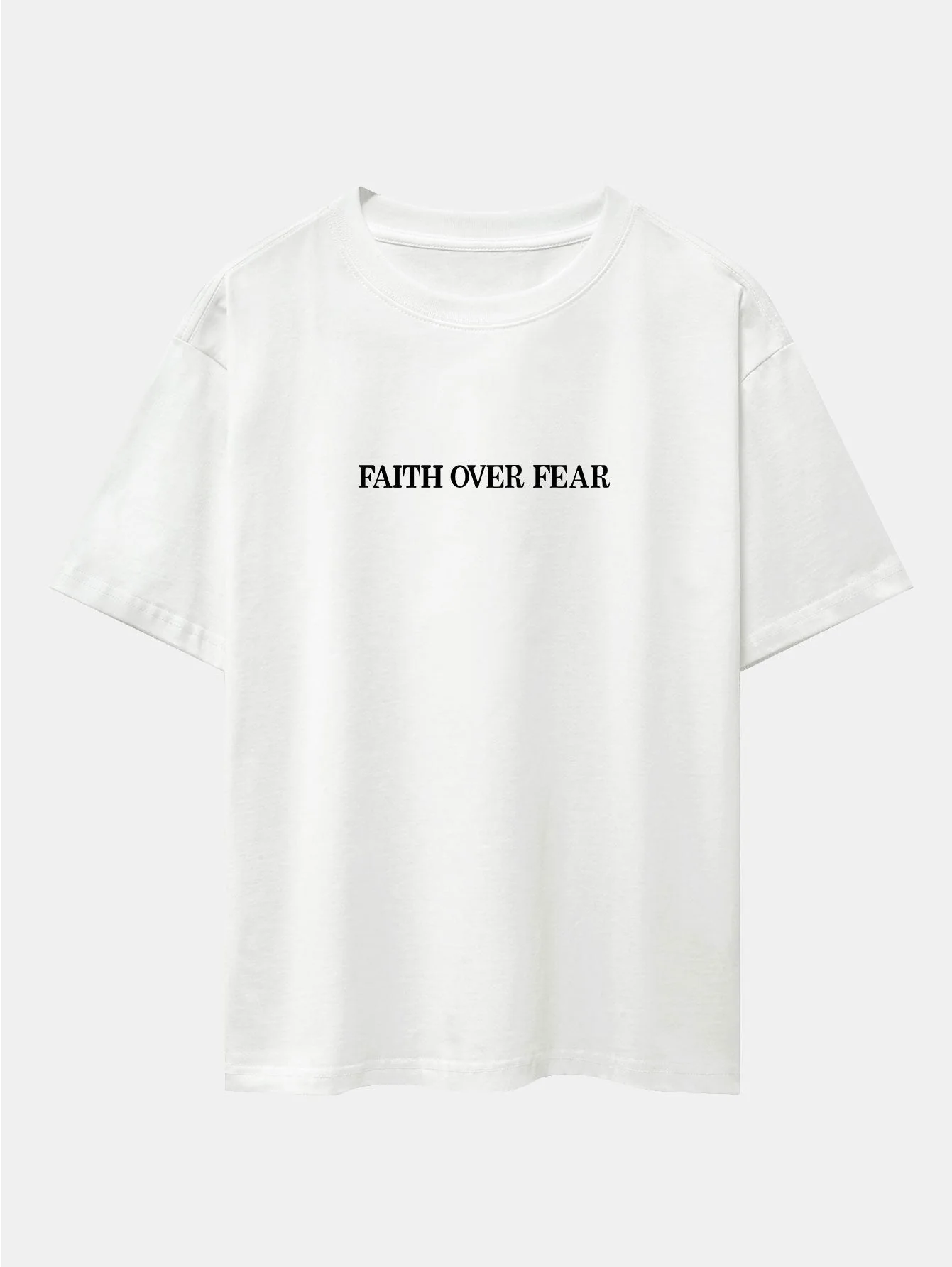 Norberto® | Faith Over Fear Print Drop Shoulder Oversize T-Shirt - Image 10