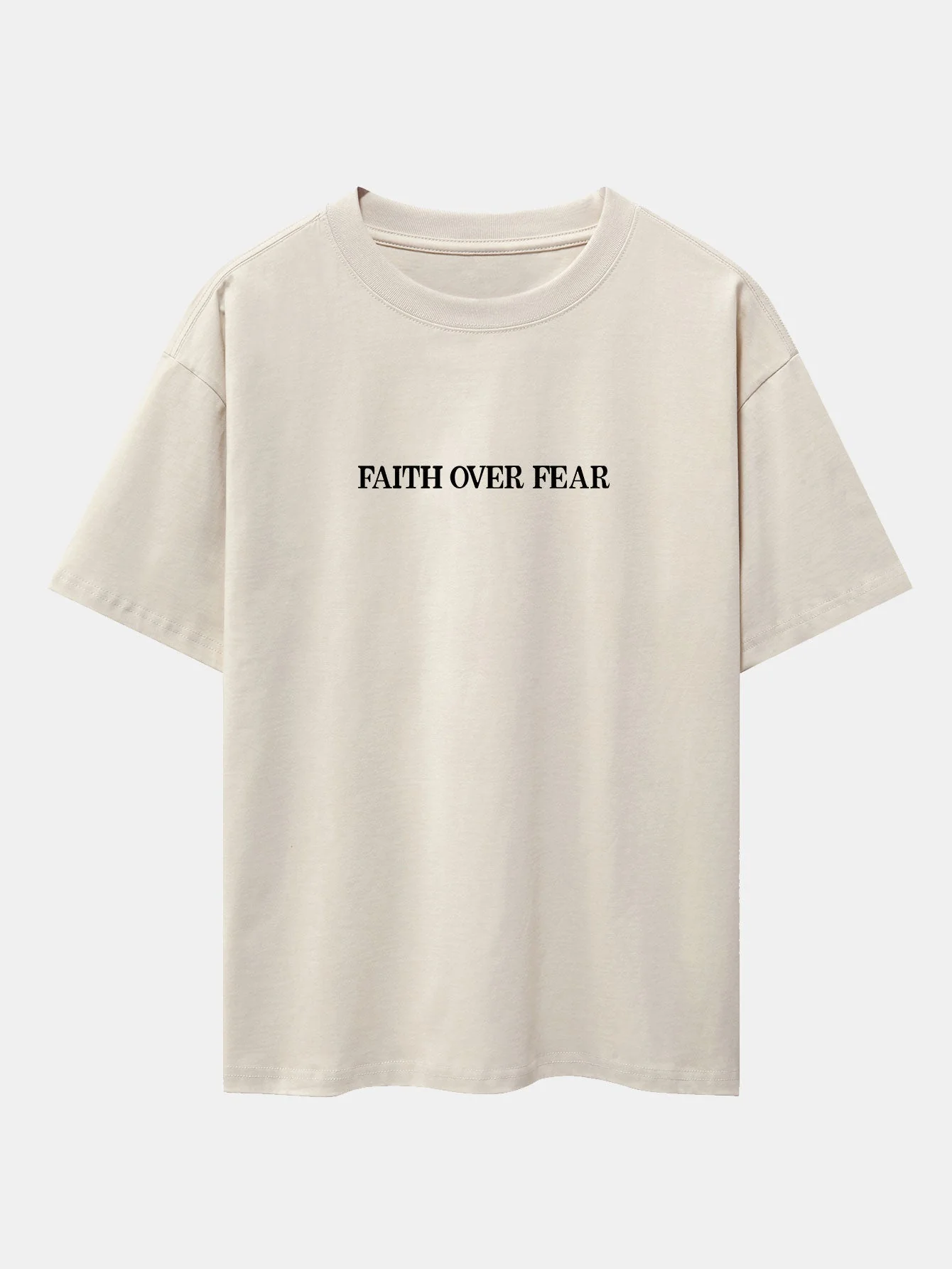 Norberto® | Faith Over Fear Print Drop Shoulder Oversize T-Shirt - Image 14