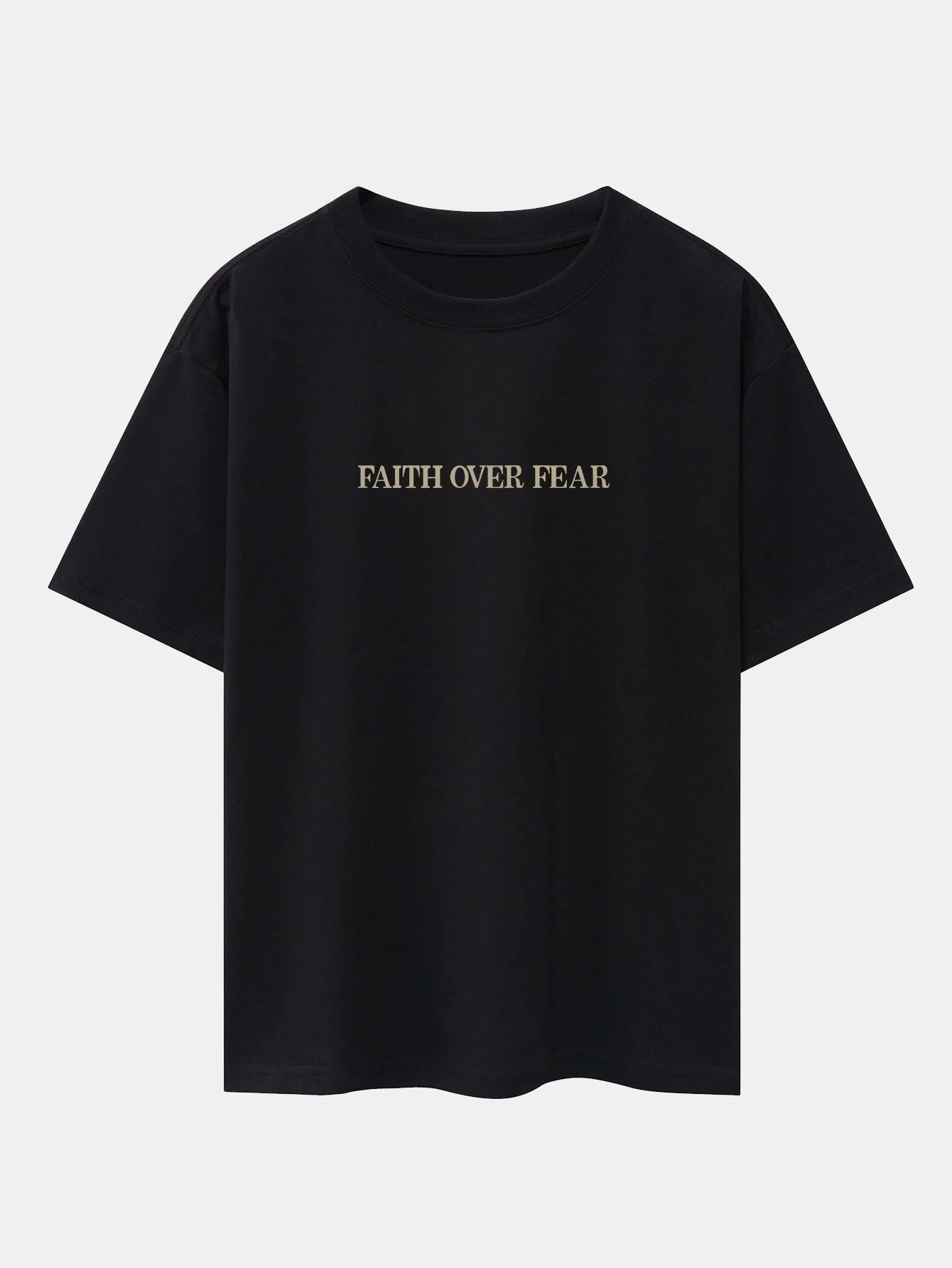 Norberto® | Faith Over Fear Print Drop Shoulder Oversize T-Shirt - Image 2