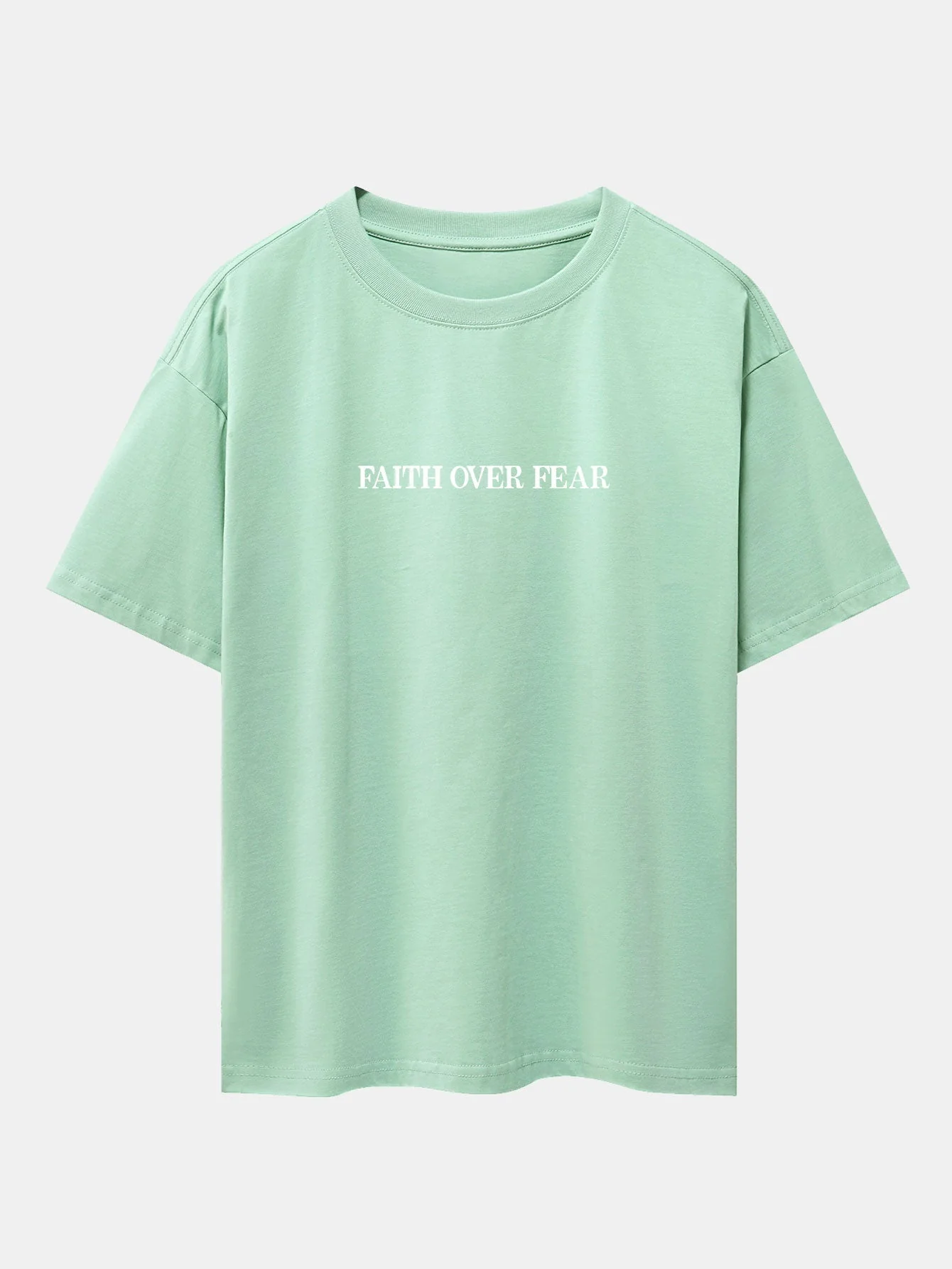 Norberto® | Faith Over Fear Print Drop Shoulder Oversize T-Shirt - Image 23