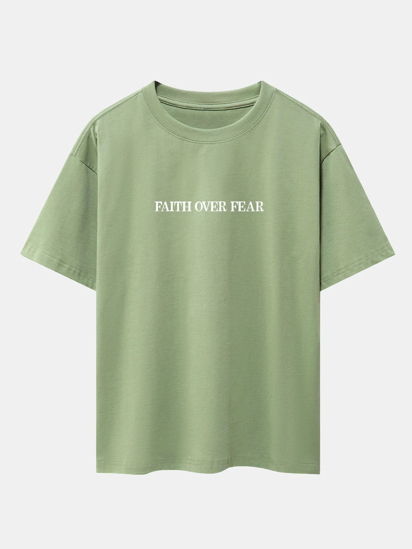 Norberto® | Faith Over Fear Print Drop Shoulder Oversize T-Shirt - Image 24