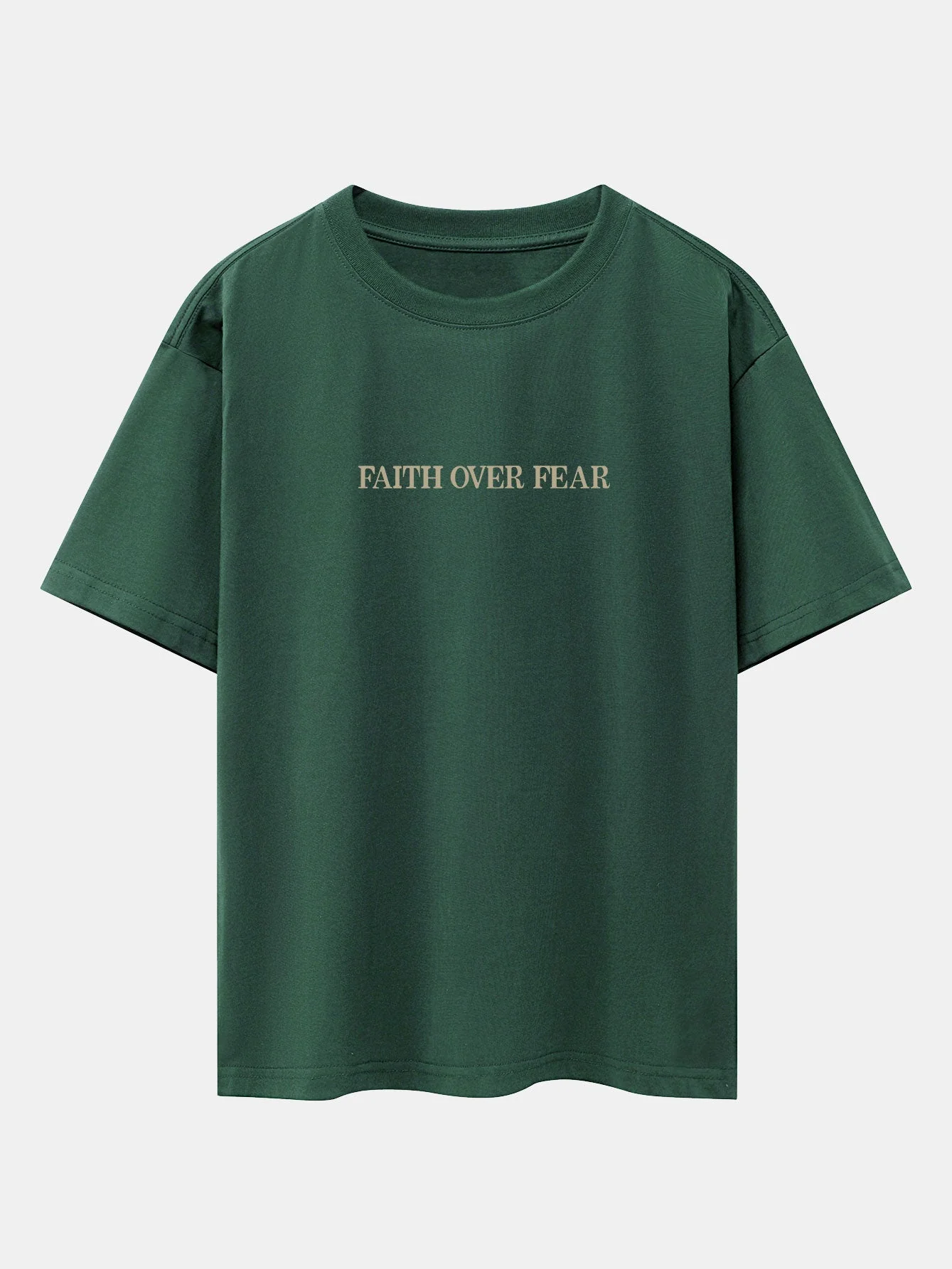 Norberto® | Faith Over Fear Print Drop Shoulder Oversize T-Shirt - Image 4