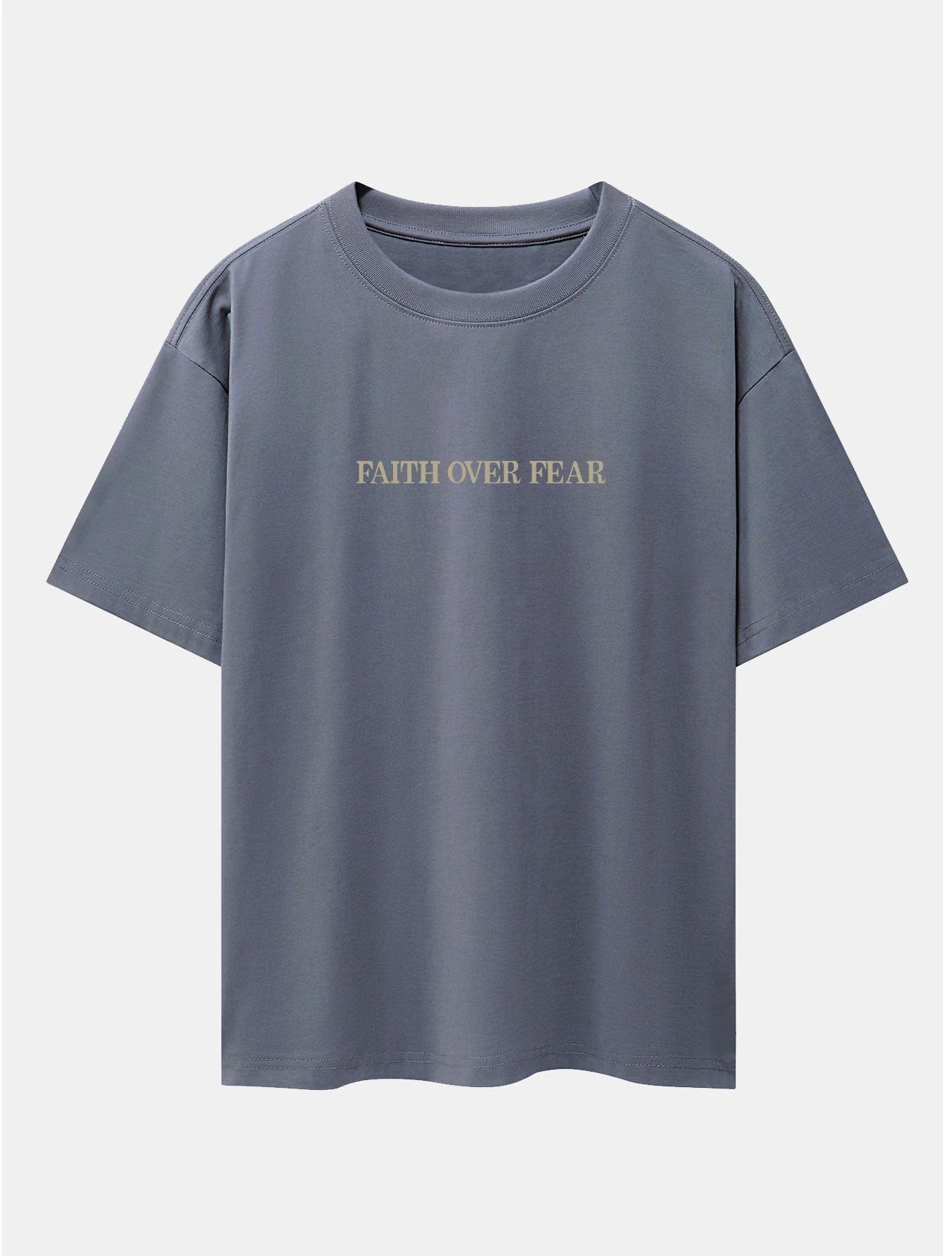 Norberto® | Faith Over Fear Print Drop Shoulder Oversize T-Shirt - Image 8