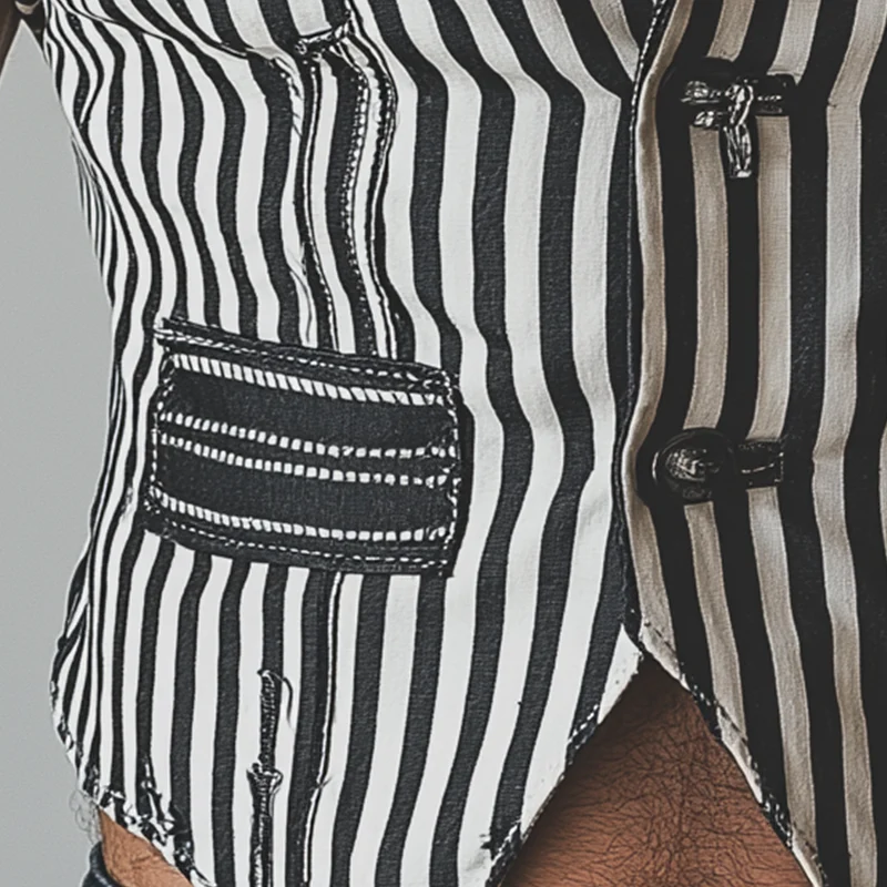 Norman | Men'S Summer Fashion Classic Striped Suit Collar Sleeveless Shirt - Image 5