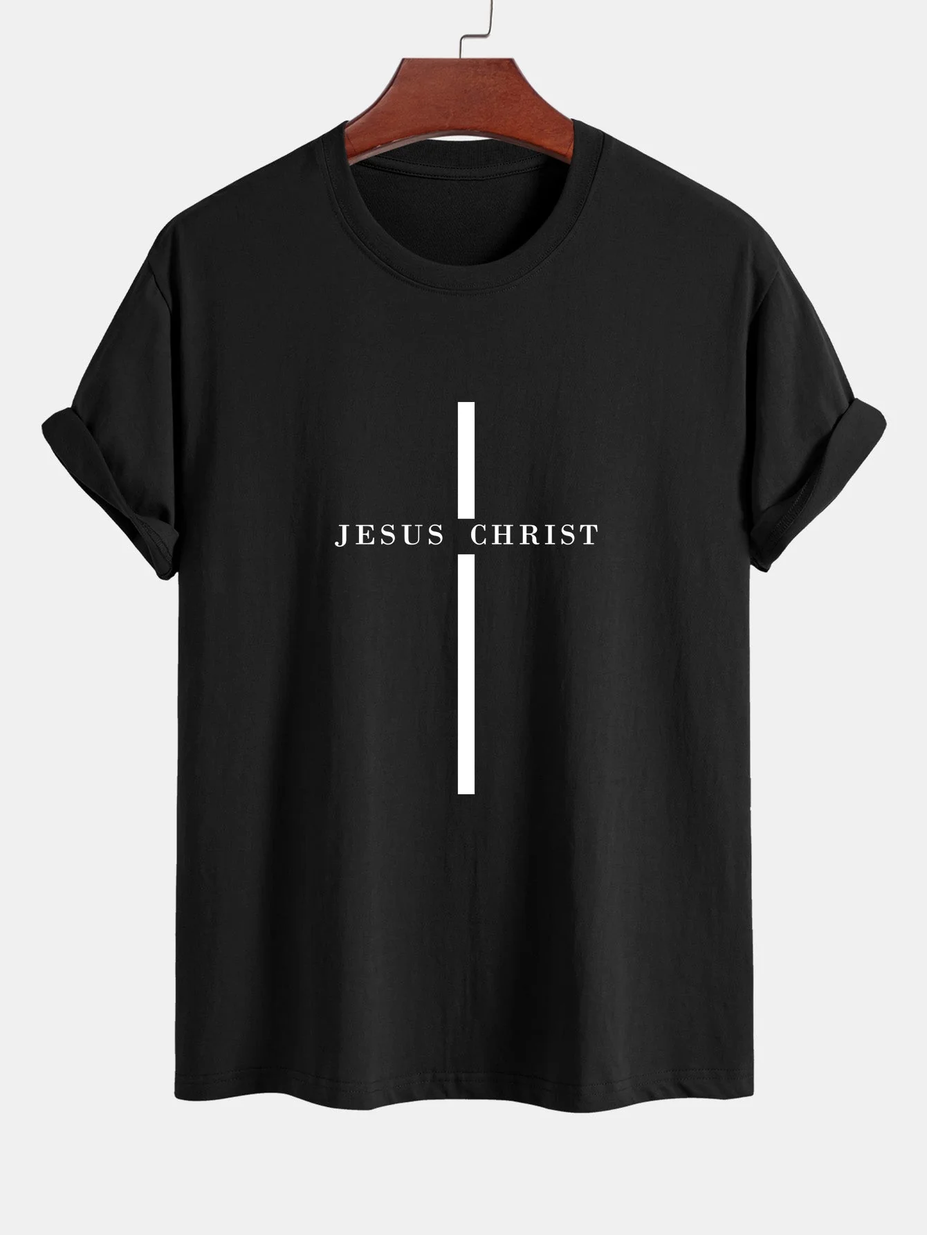 Odón® | Jesus Christ Stripe Print Cotton T-Shirt - Image 2
