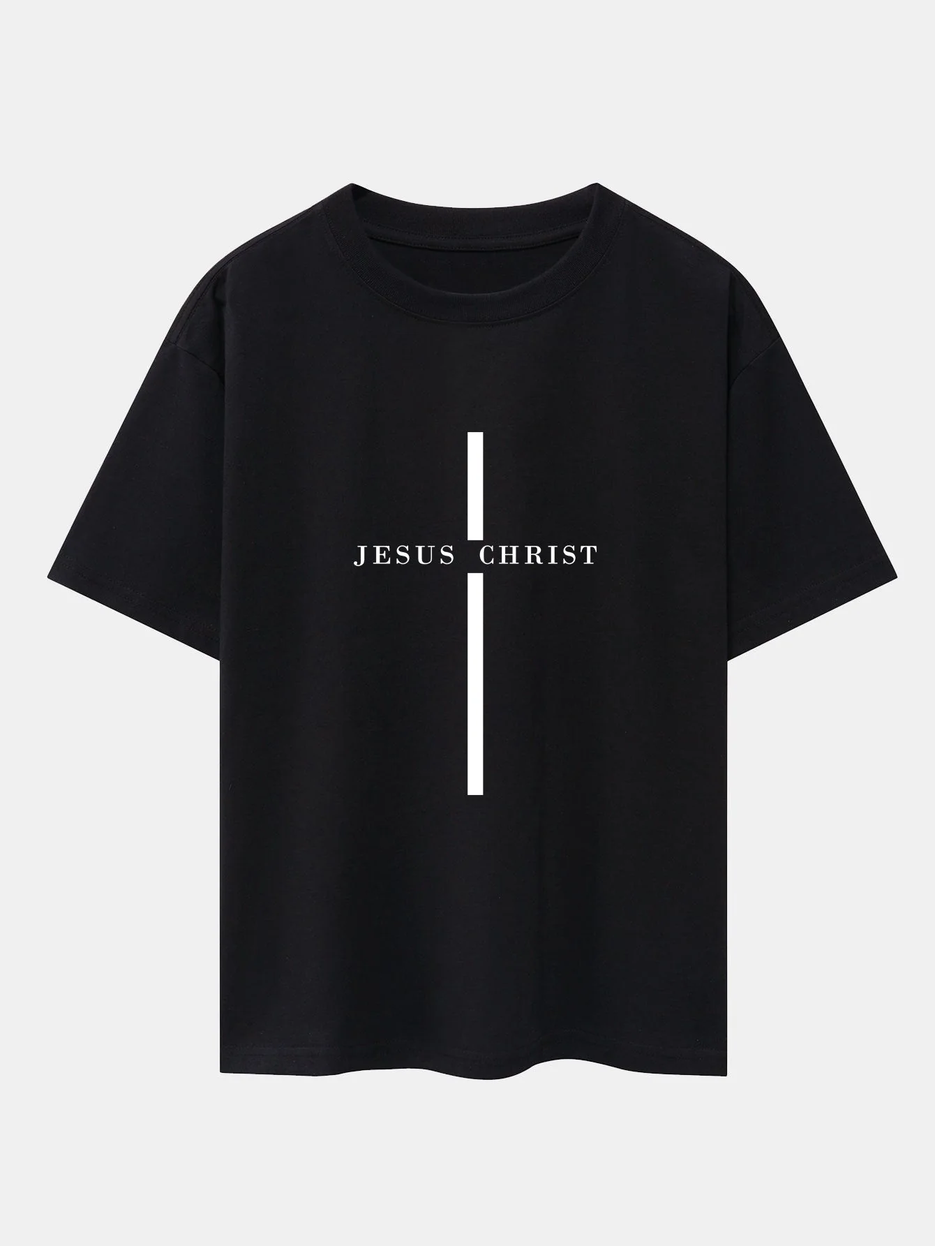 Olegario® | Jesus Christ Stripe Print Drop Shoulder Oversize T-Shirt - Image 2