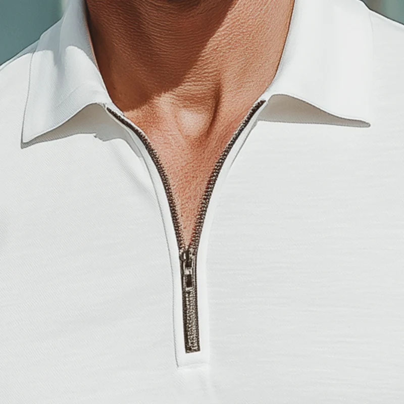 Oliver | Men'S Summer Fashion Thin Knit Zipper Collar Short Sleeve Polo Shirt - Image 3