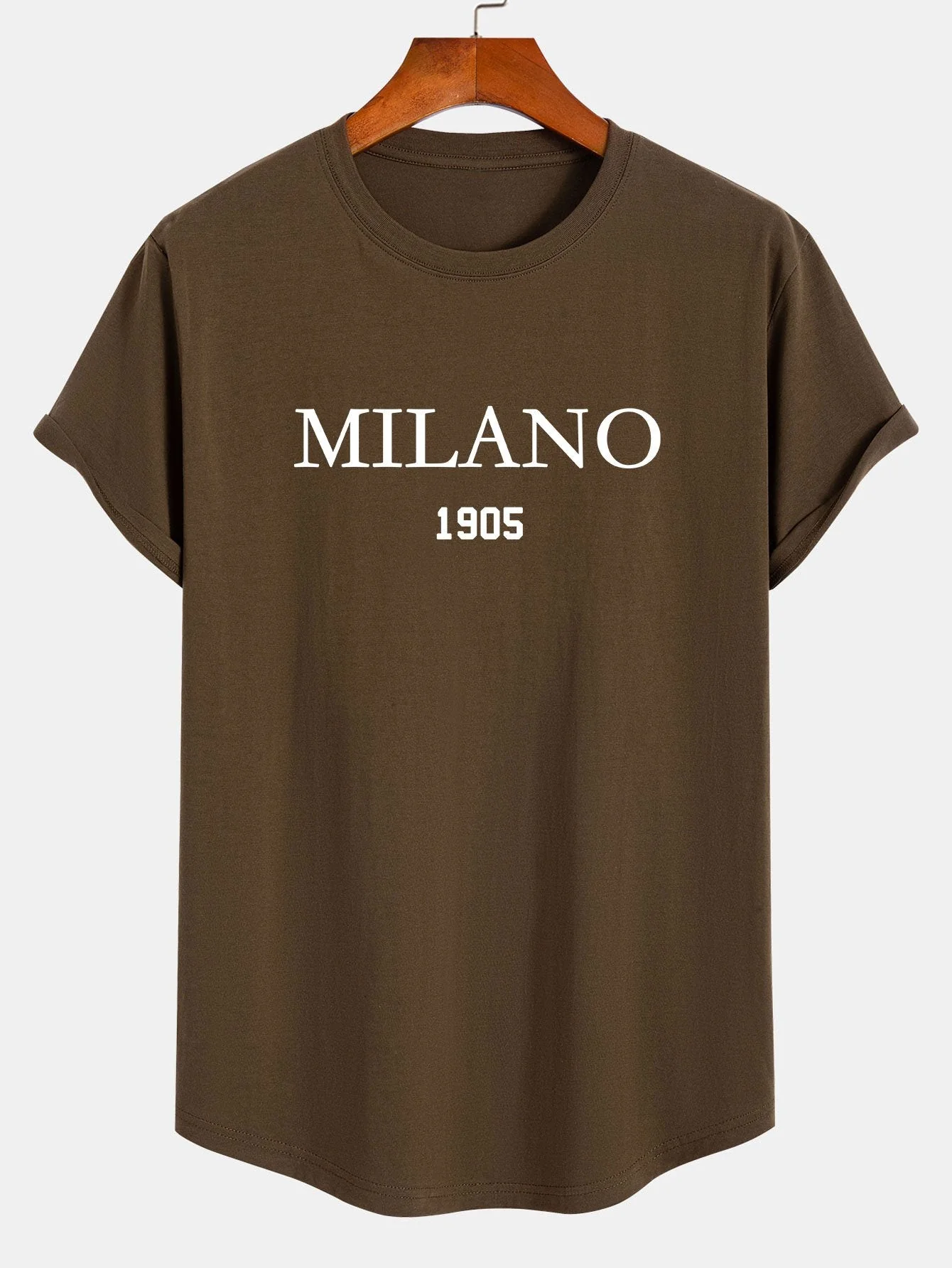 Omar® | Milano Slogan Print Cotton Arc Hem T-Shirt - Image 5