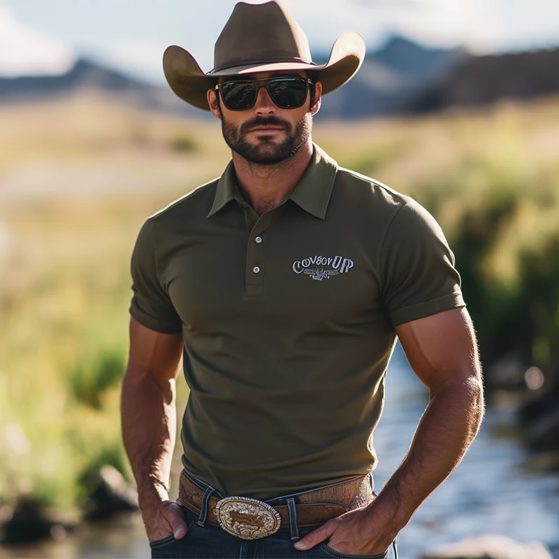 Omar | Men'S Summer Business Classic Embroidery Polo Neck T-Shirt - Image 3