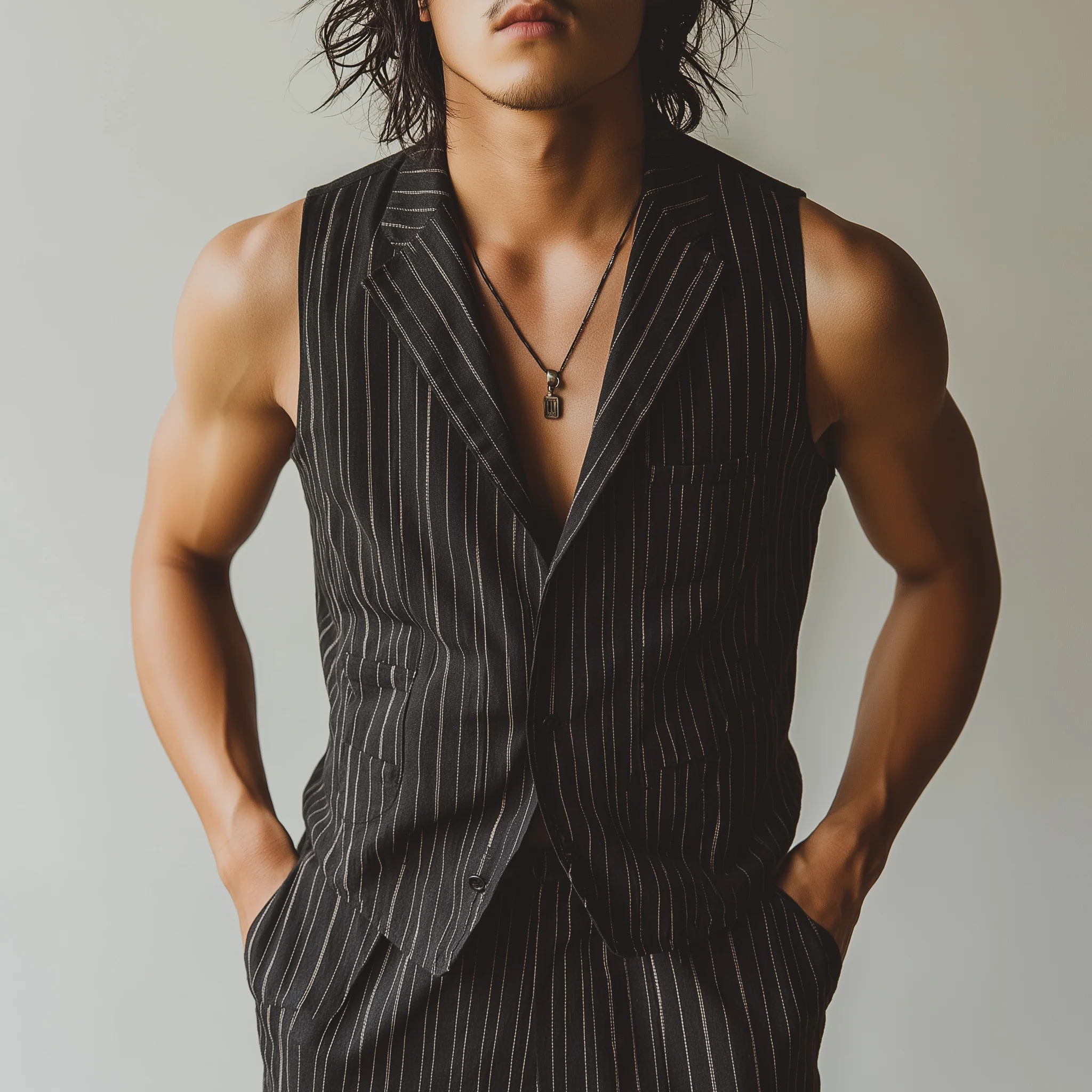 Orlando | Men'S Summer Fashion Classic Striped Cotton And Linen Sleeveless Shirt - Image 2