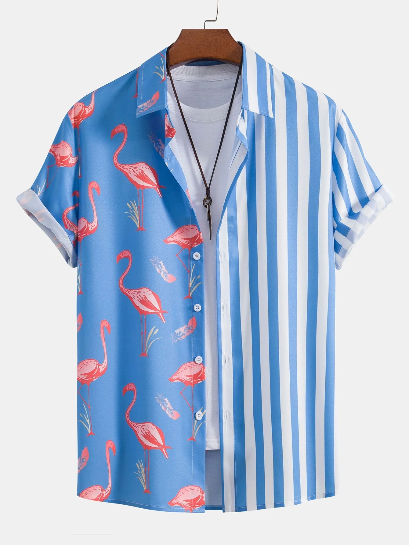 Otalvaro® | Flamingo Stripe Panel Shirt & Swim Shorts - Image 9
