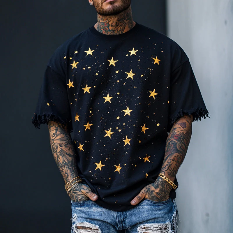 Otto | Men'S Star Printed Round Neck Short Sleeve T-Shirt - Image 2
