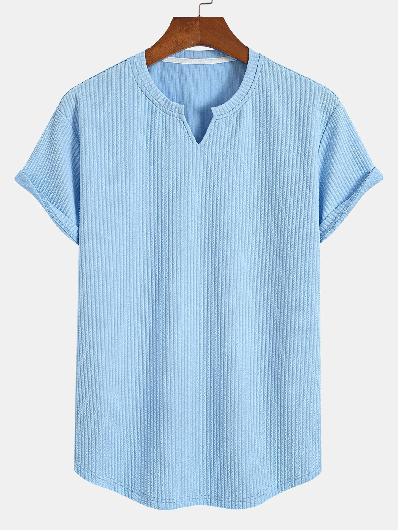 Owen® | Muscle Fit Notch Ribbed Arc Hem T-Shirt