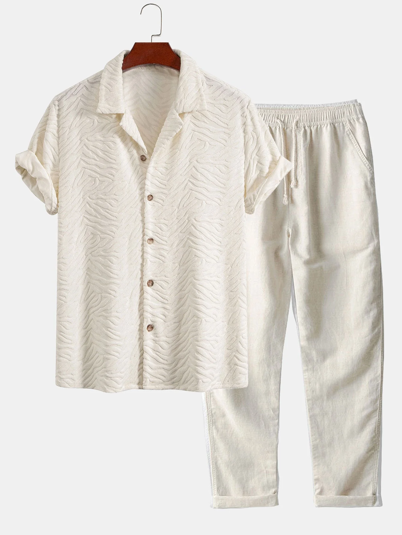 Pablo® | Animal Texture Terry Cuban Shirt & Straight Leg Linen Pants - Image 2