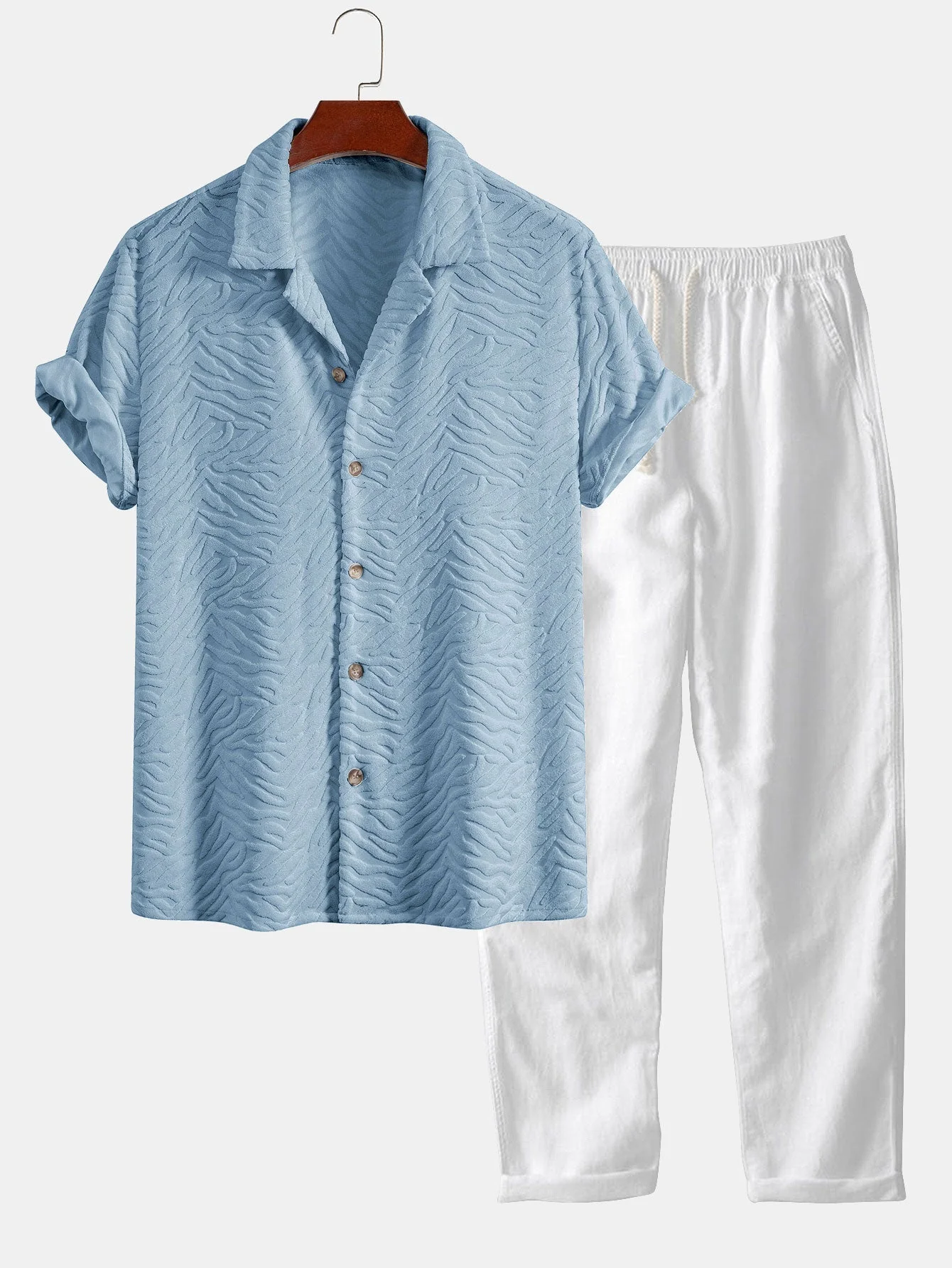 Pablo® | Animal Texture Terry Cuban Shirt & Straight Leg Linen Pants - Image 3
