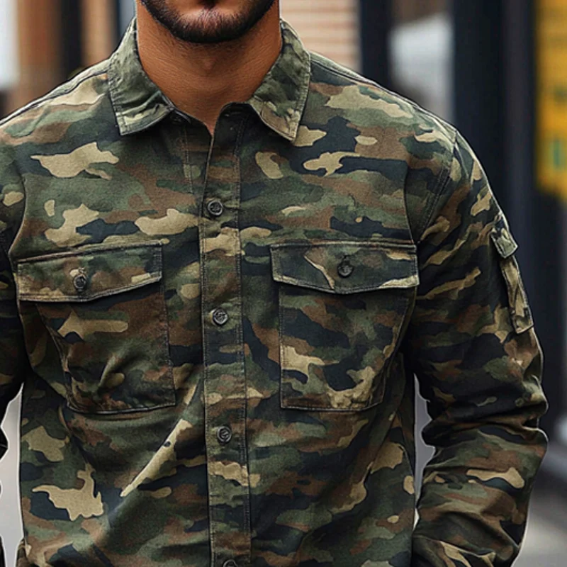 Pablo | Men'S Camouflage Print Multi-Pocket Long Sleeve Shirt - Image 3