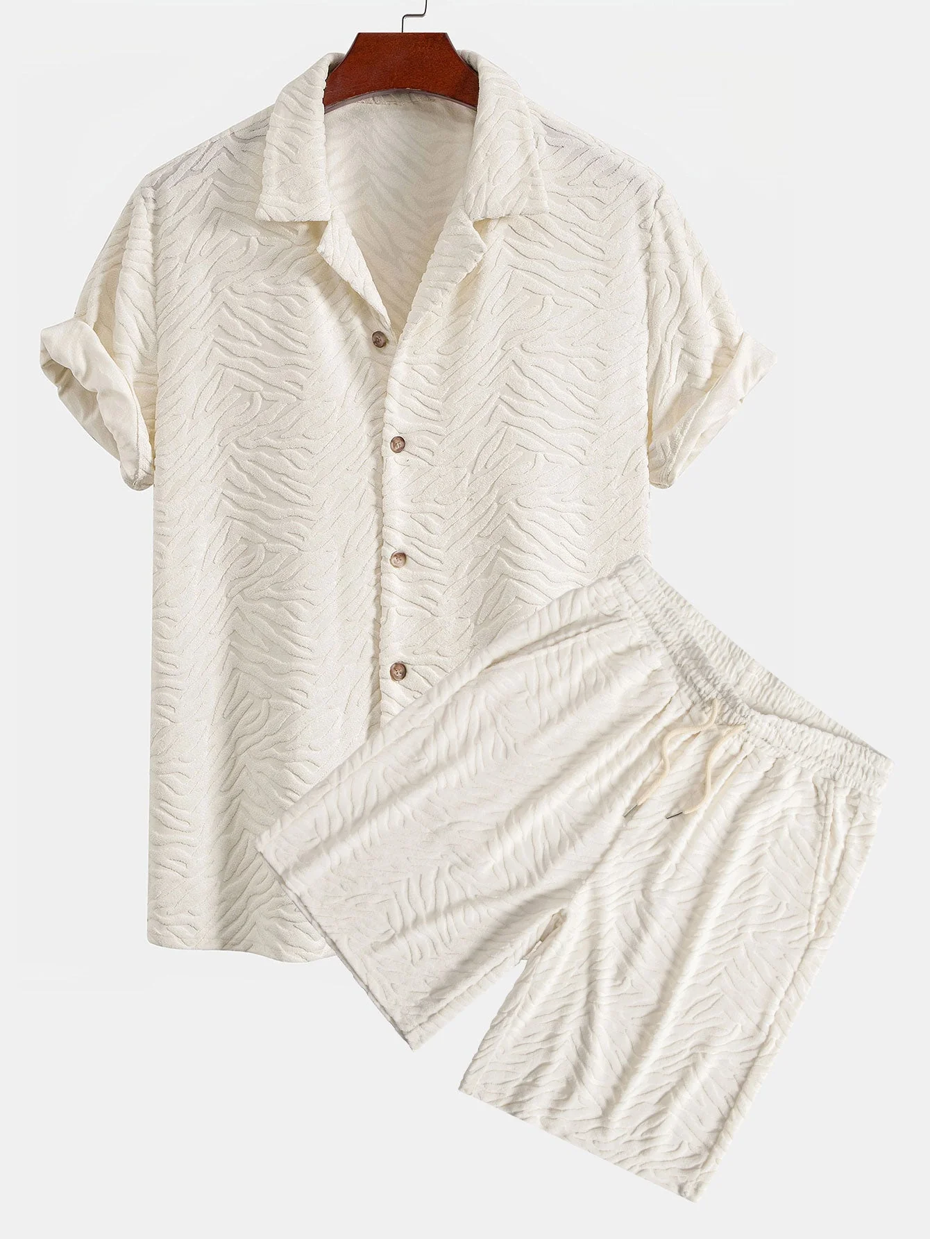 Paco® | Animal Texture Terry Cuban Shirt & Shorts - Image 2