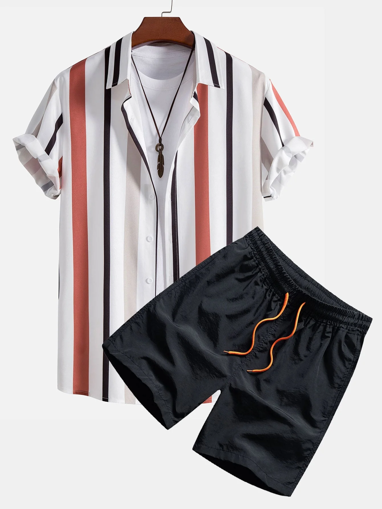 Pánfilo® | Striped Button Up Shirt & Swim Shorts - Image 2