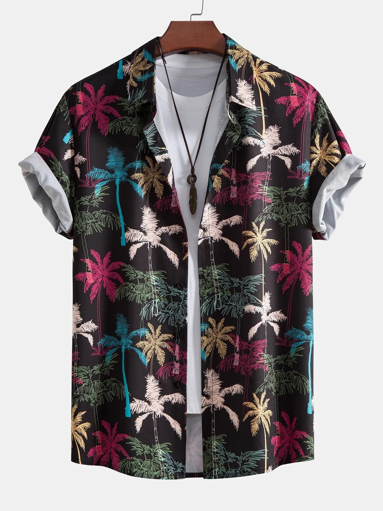 Pascual® | Palm Tree Print Button Up Shirt & Swim Shorts - Image 2