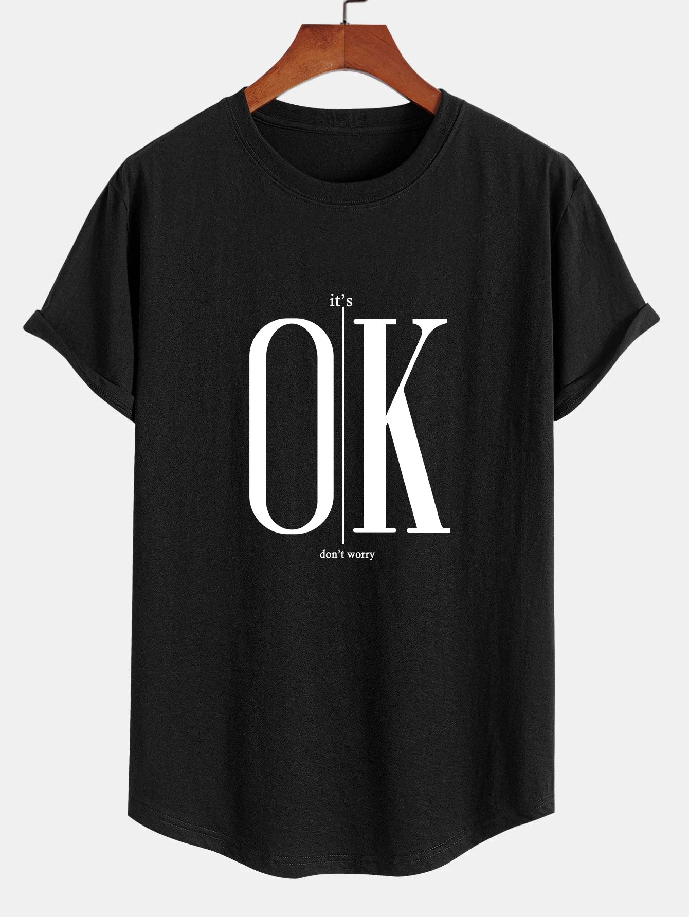 Paul® | Ok Slogan Print Cotton Arc Hem T-Shirt