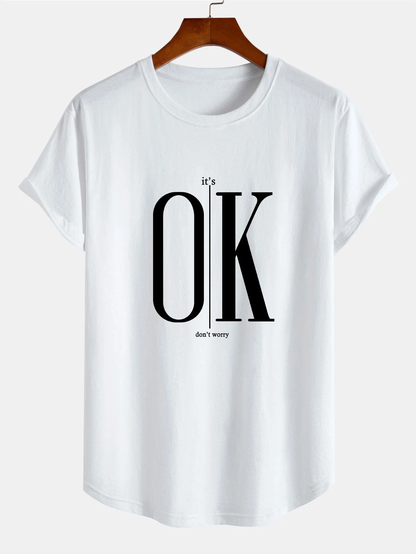 Paul® | Ok Slogan Print Cotton Arc Hem T-Shirt - Image 2