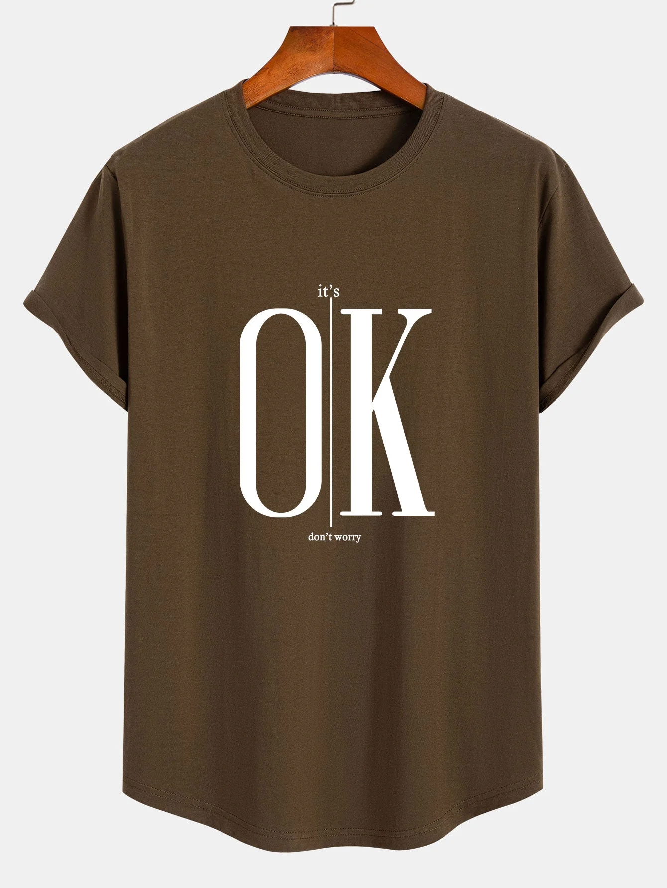 Paul® | Ok Slogan Print Cotton Arc Hem T-Shirt - Image 4
