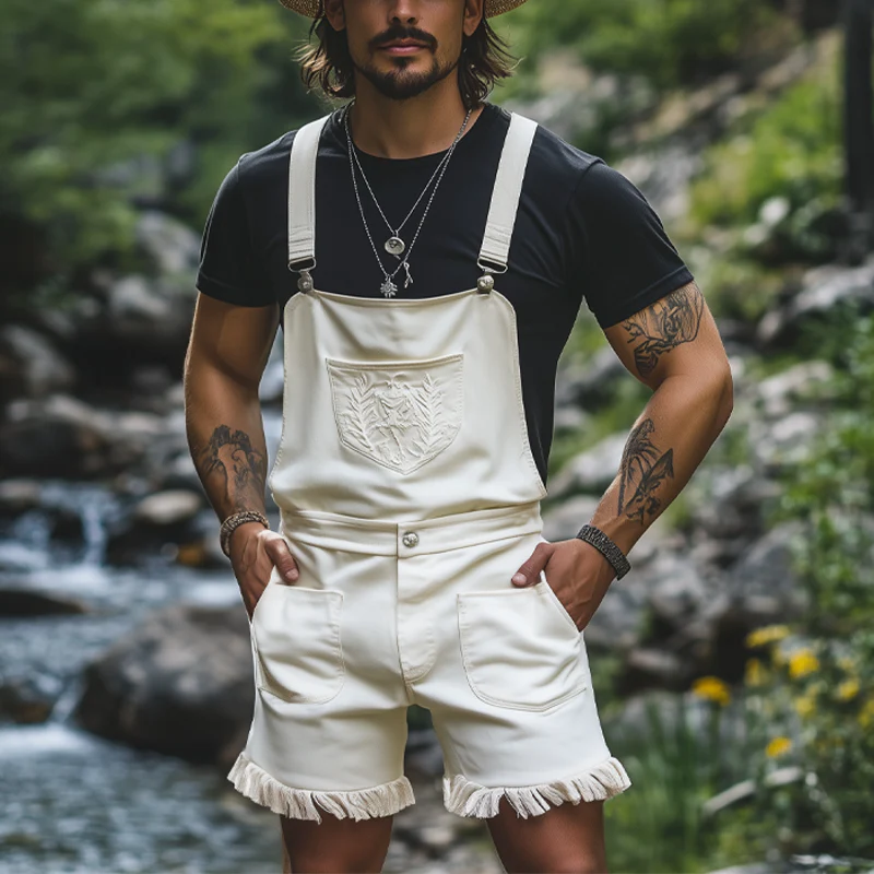 Pedro | Men'S Summer Fashion Embroidered Tassel Overalls - Image 2