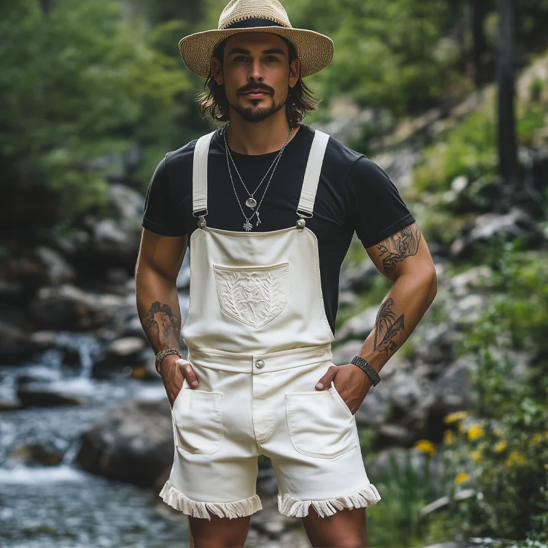 Pedro | Men'S Summer Fashion Embroidered Tassel Overalls - Image 3