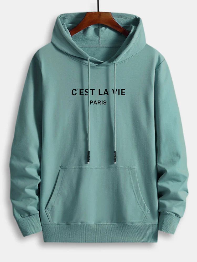 Percy | Paris Letter Print Cotton Hoodie