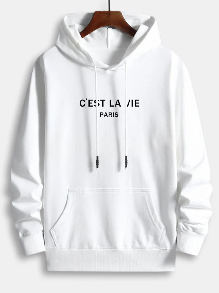 Percy | Paris Letter Print Cotton Hoodie - Image 2