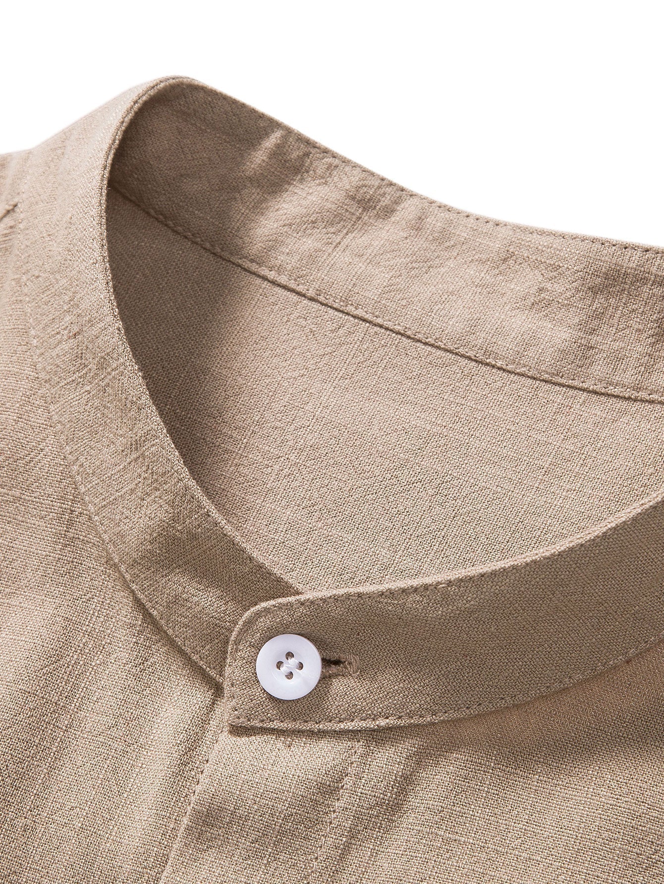 Perfecto® | Linen And Rayon Blend Stand Collar Shirt & Straight Leg Linen Pants - Image 11