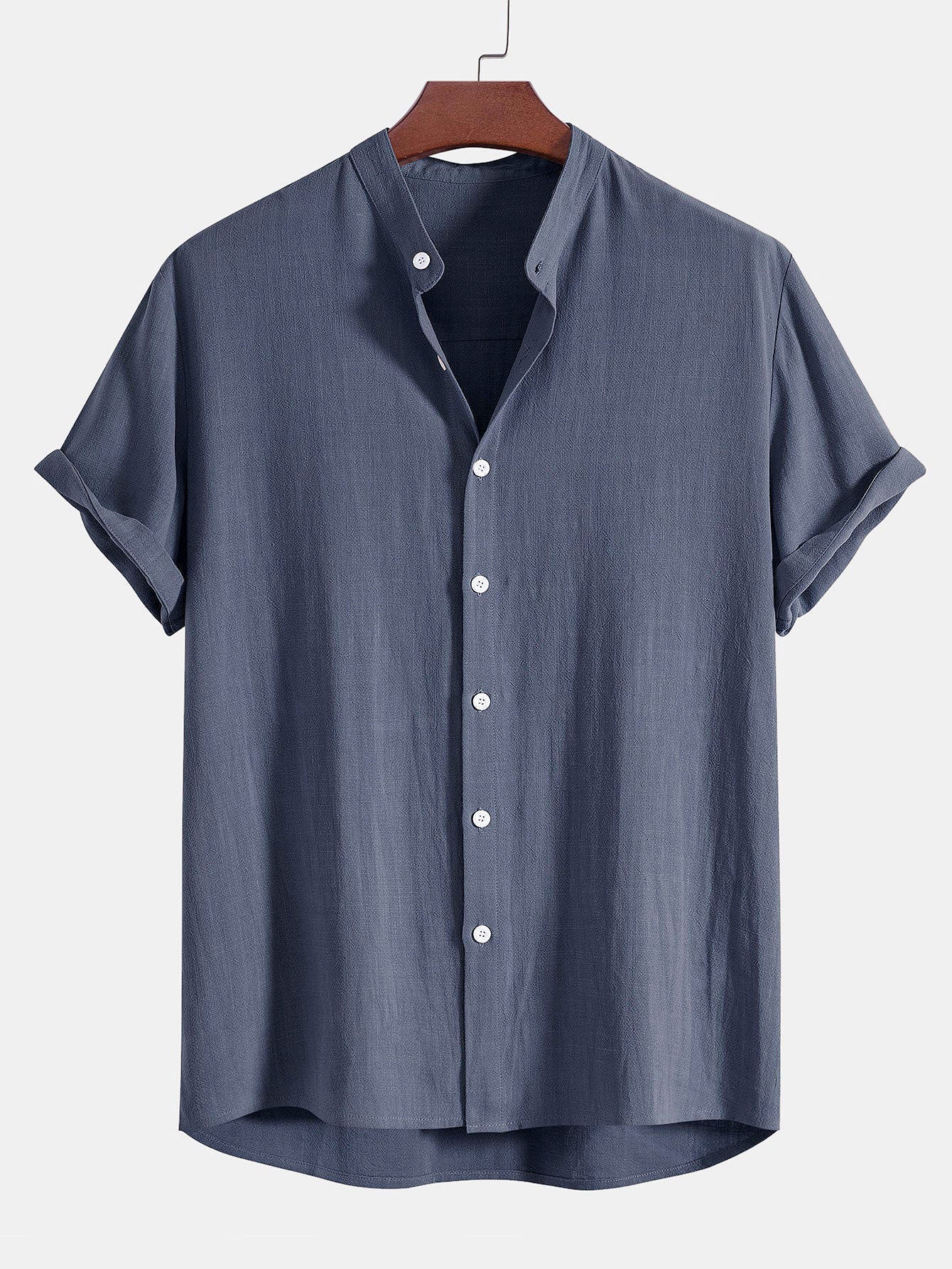 Perfecto® | Linen And Rayon Blend Stand Collar Shirt & Straight Leg Linen Pants - Image 6
