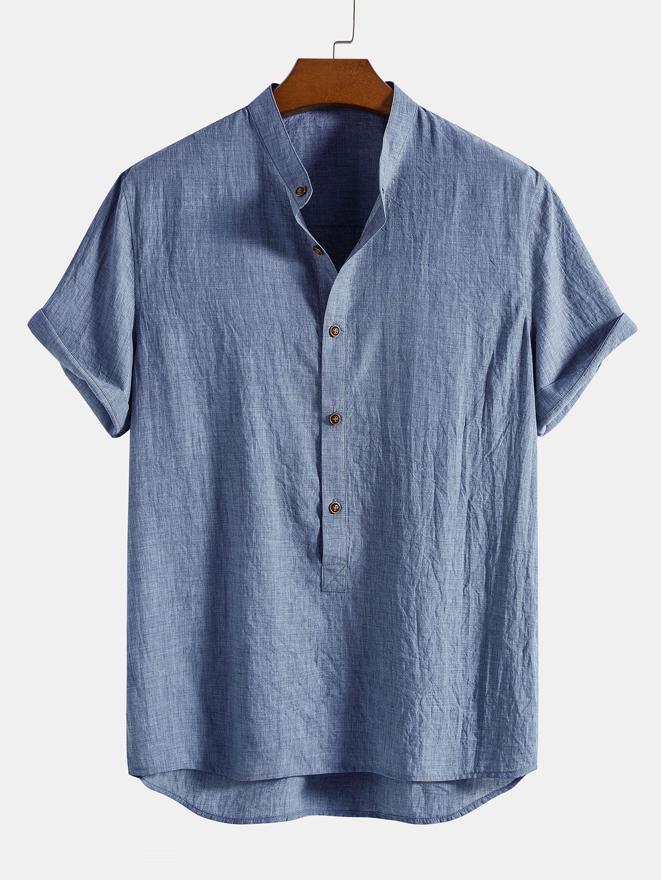 Petronio® | Short Sleeve Half Button Fly Henley Collar Shirt & Straight Leg Linen Pants - Image 5