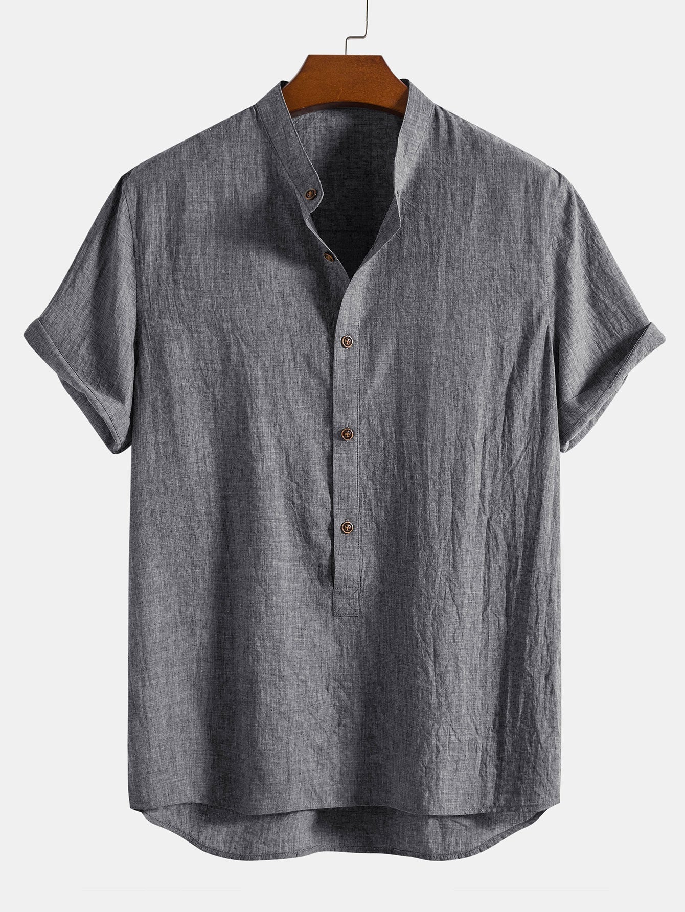 Petronio® | Short Sleeve Half Button Fly Henley Collar Shirt & Straight Leg Linen Pants - Image 6