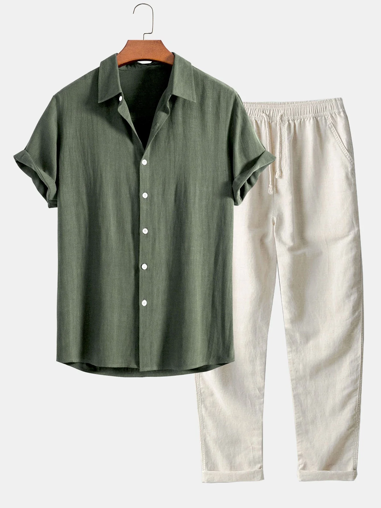 Peyton® | Linen Rayon Blend Button Up Shirt & Straight Leg Linen Pants - Image 3