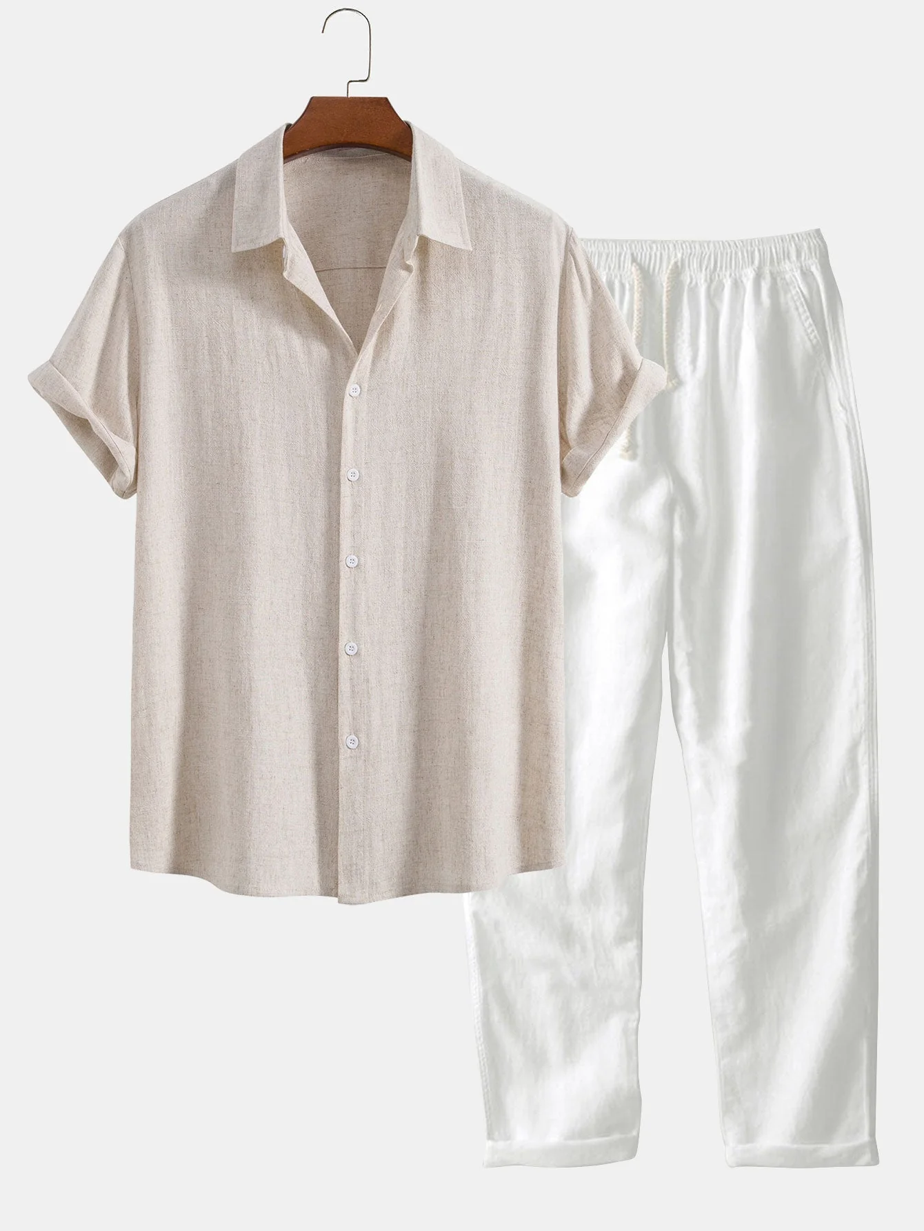 Peyton® | Linen Rayon Blend Button Up Shirt & Straight Leg Linen Pants - Image 4