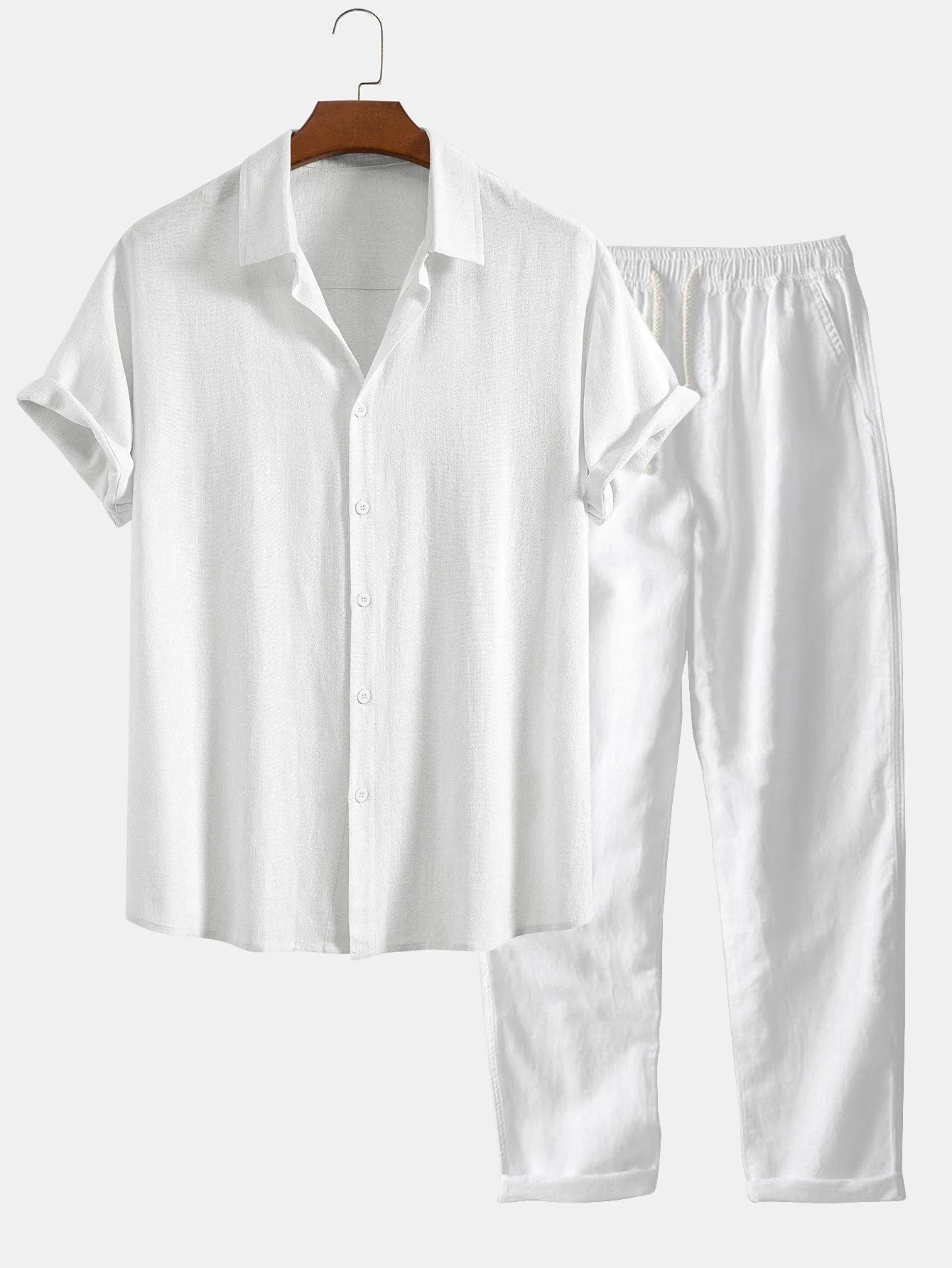 Peyton® | Linen Rayon Blend Button Up Shirt & Straight Leg Linen Pants - Image 5