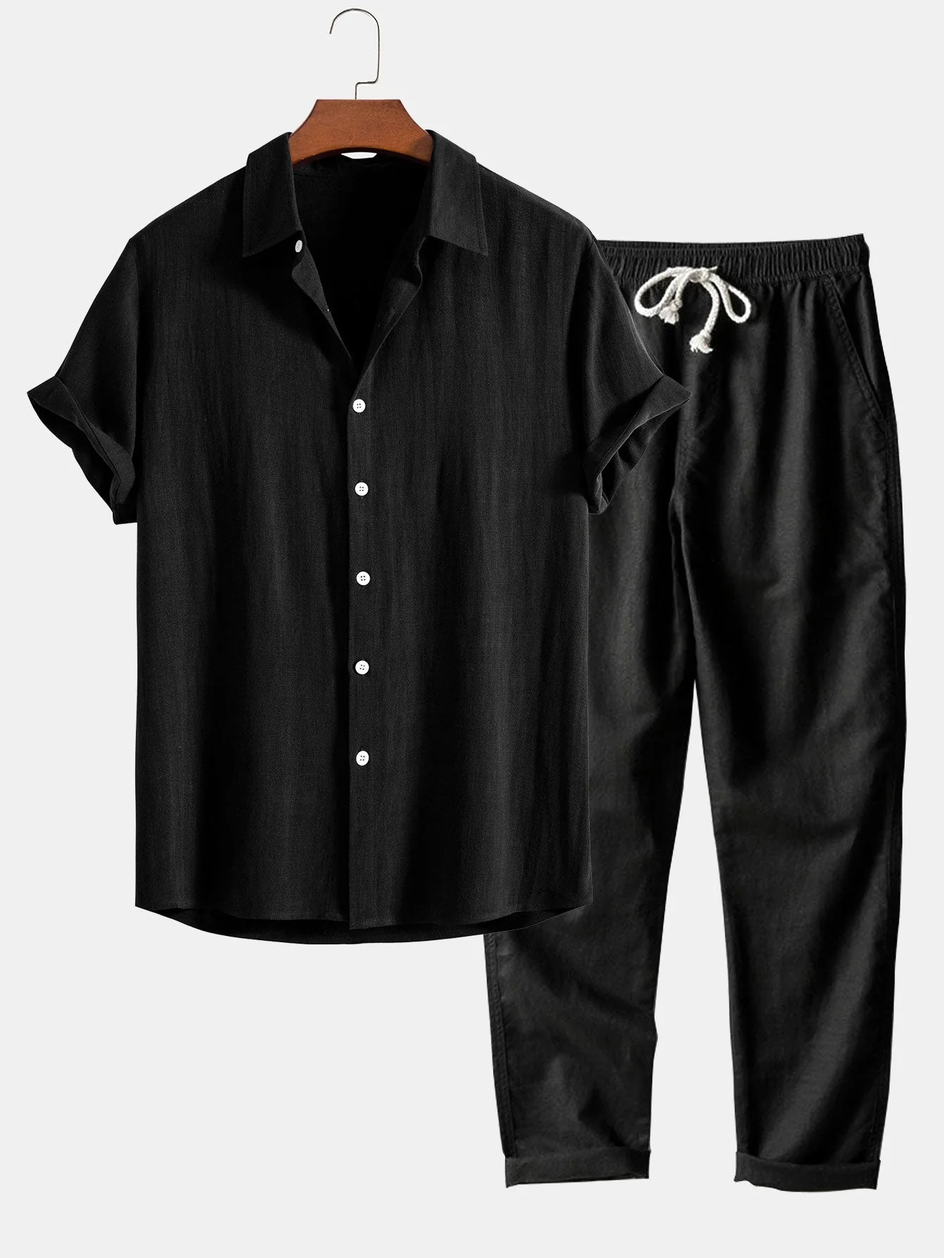 Peyton® | Linen Rayon Blend Button Up Shirt & Straight Leg Linen Pants - Image 6