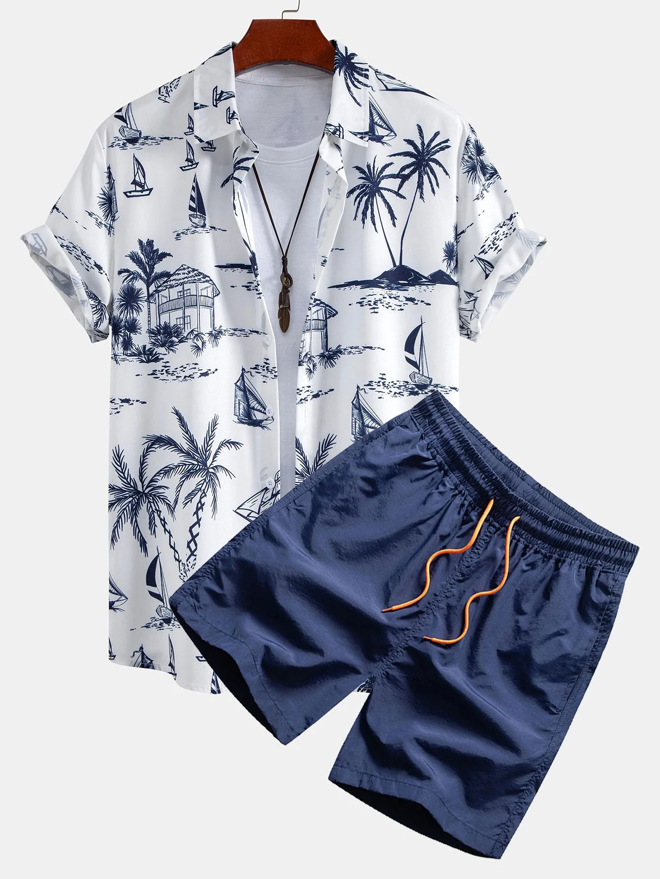 Philip® | Island Sailing Print Button Up Shirt & Swim Shorts