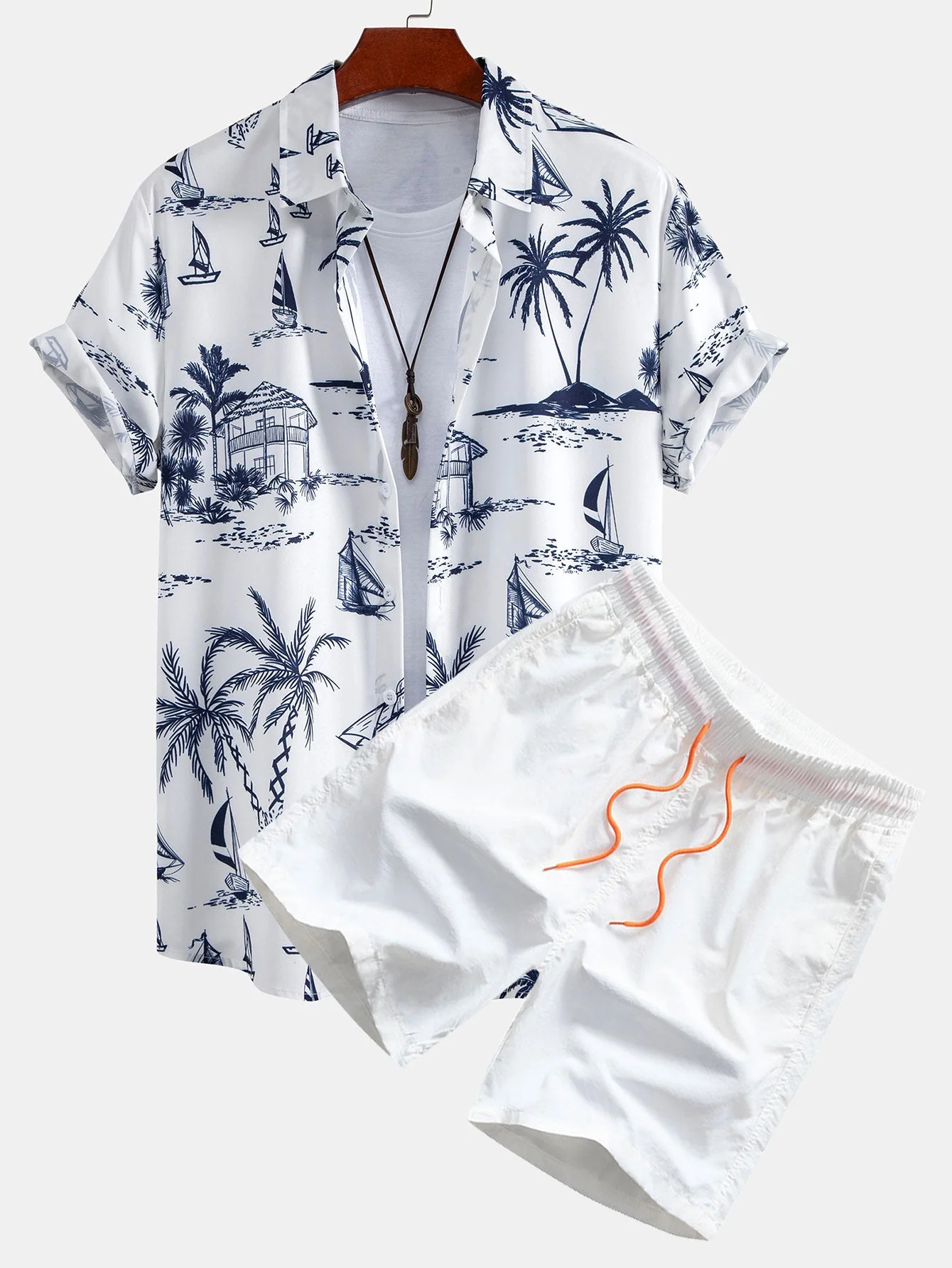 Philip® | Island Sailing Print Button Up Shirt & Swim Shorts - Image 3