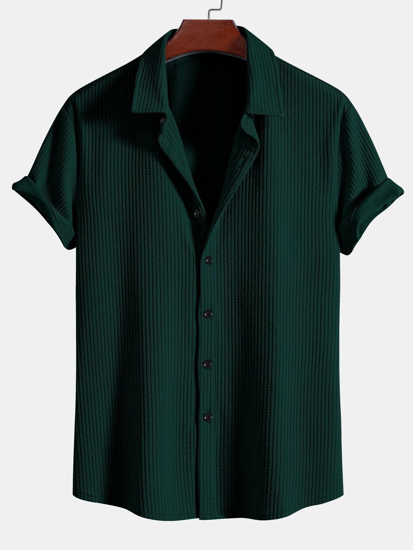Pierce® | Muscle Fit Ribbed Button Up Shirt