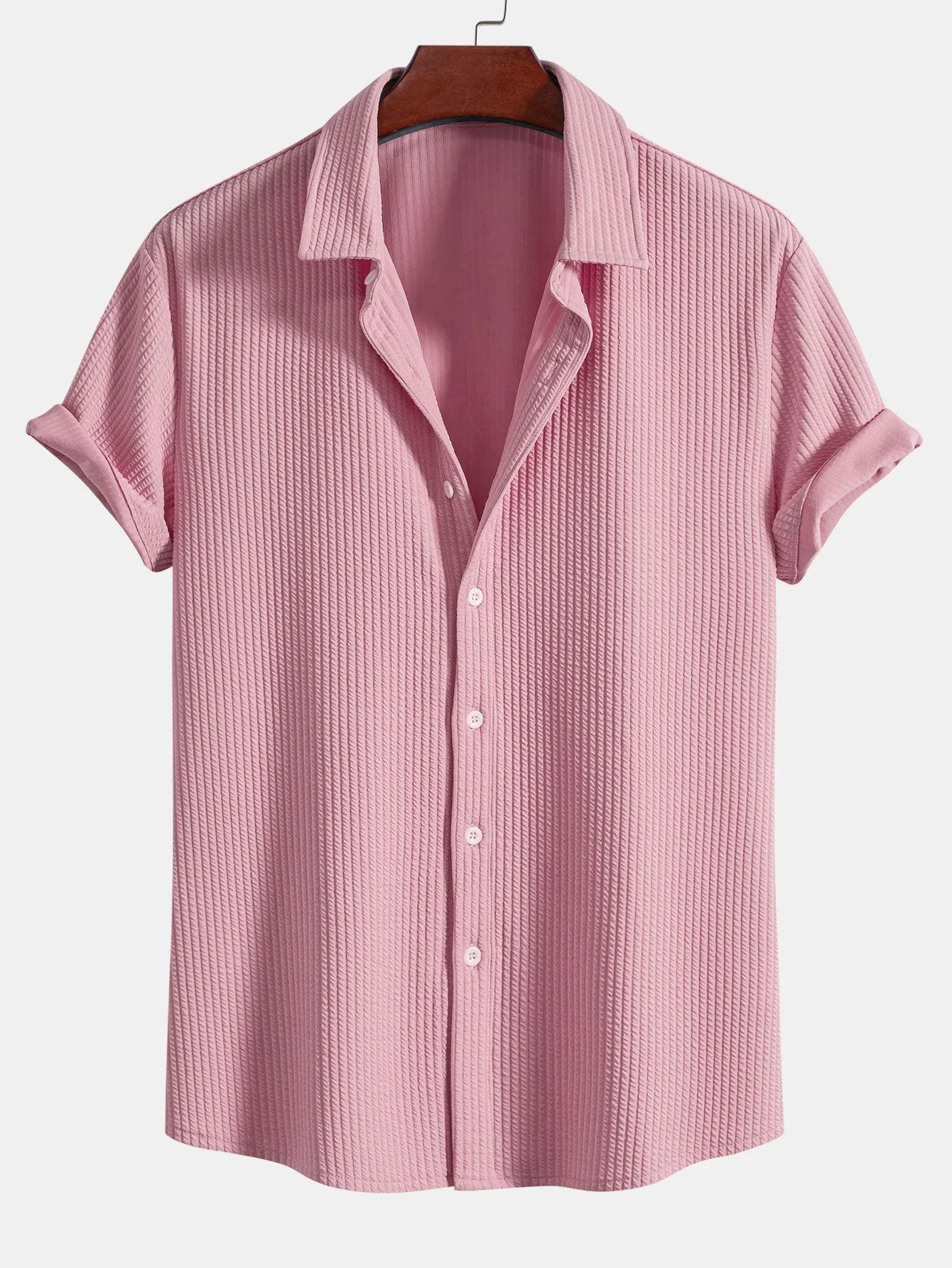 Pierce® | Muscle Fit Ribbed Button Up Shirt - Image 4
