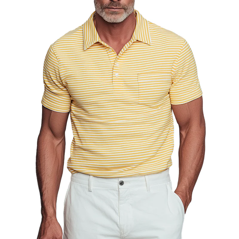 Preston | Men'S Summer Fashion Striped Cotton Short Sleeve Polo Shirt