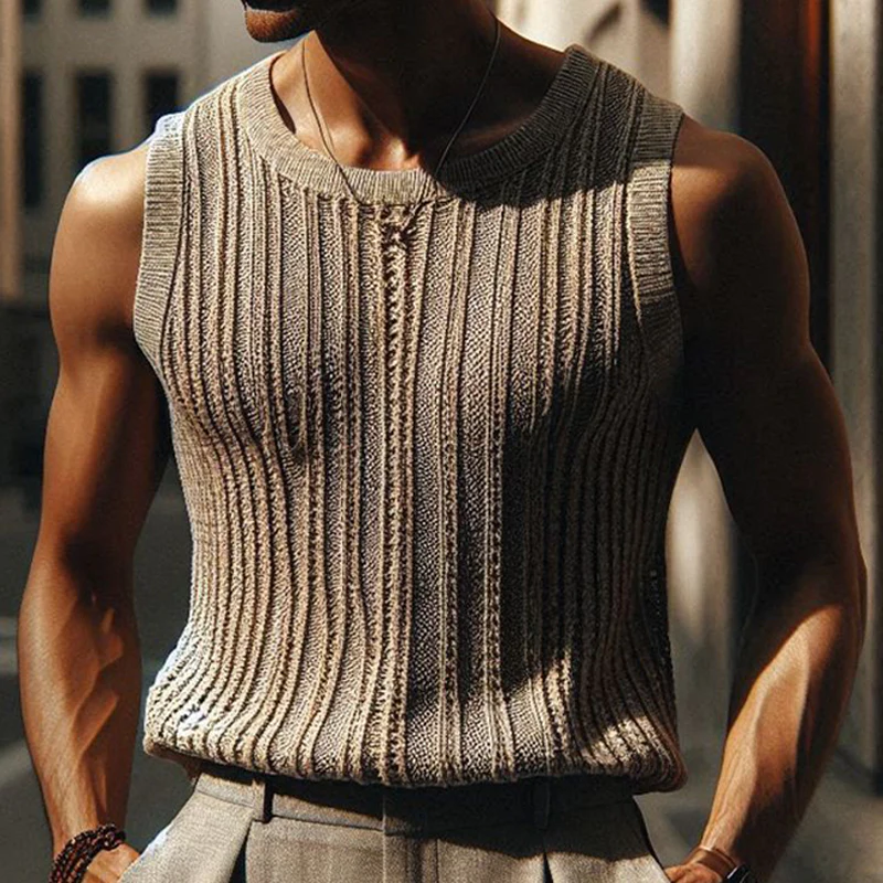 Ralph | Men'S Summer Basic Knitted Striped Tank Top - Image 2