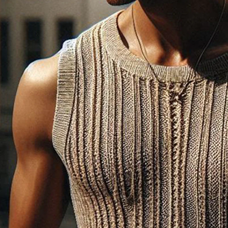 Ralph | Men'S Summer Basic Knitted Striped Tank Top - Image 3