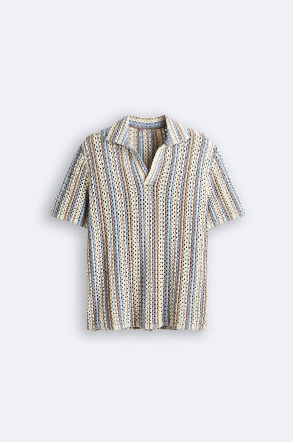 Ramsés® | Retro Knit Polo Shirt for Men – Cotton Perforated Summer Top with Johnny Collar - Image 3