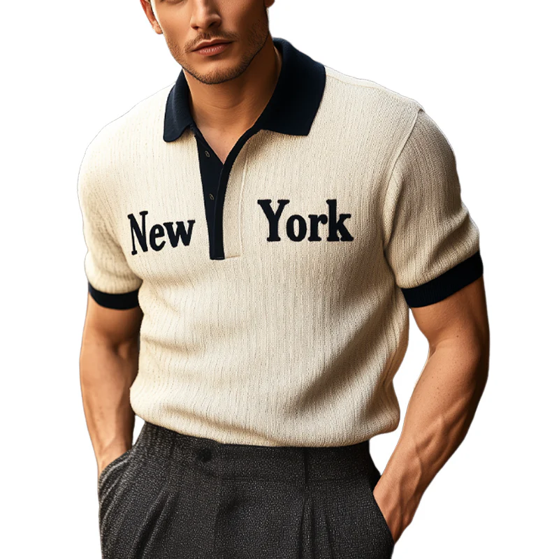 Randy | Men'S Summer "New York" Polo Collar Knit Short Sleeve T-Shirt