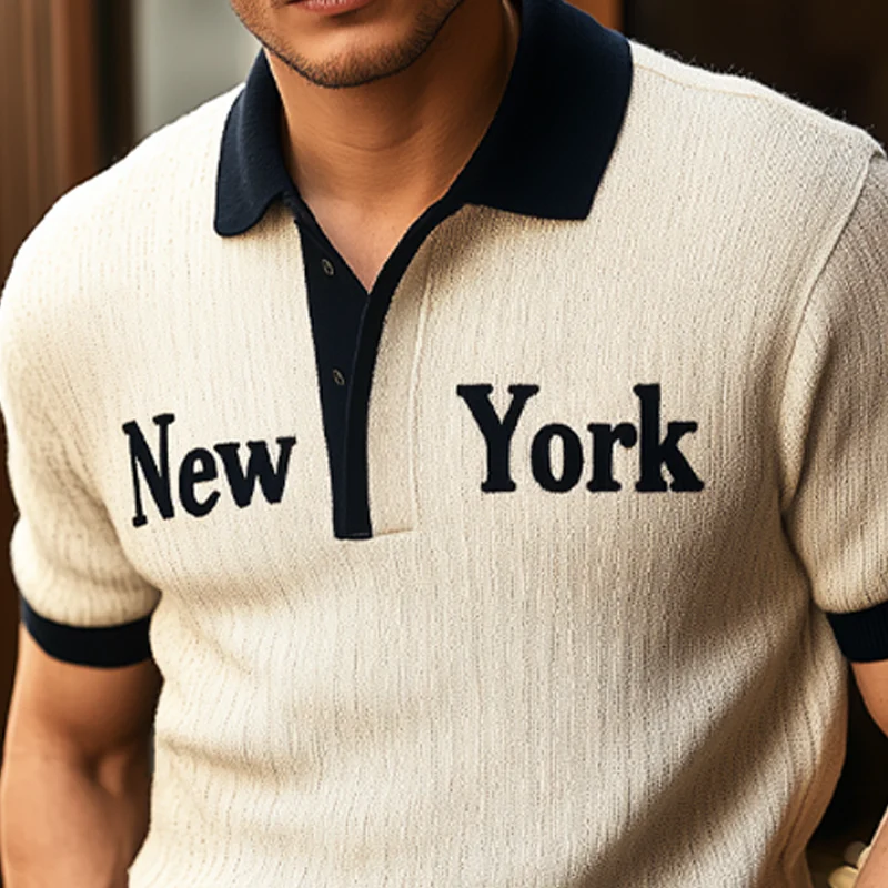Randy | Men'S Summer "New York" Polo Collar Knit Short Sleeve T-Shirt - Image 4
